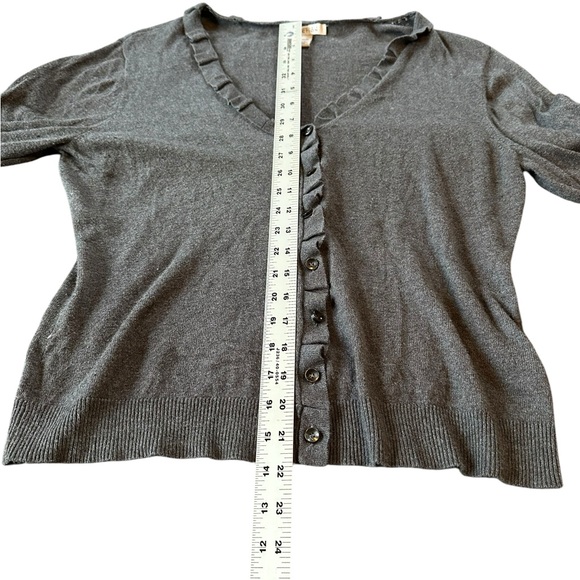 Kenneth Cole Reaction Cardigan/Sweater With Ruffled Neckline Size Large Gray - Picture 11 of 13